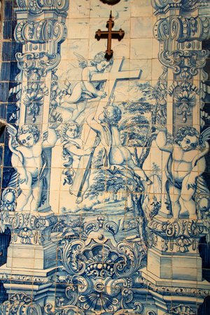 At Coimbra, Portugal, on 20,09, 2024, Tiles decoration in the interior of the Monastery of the Holy Cross (Portuguese: Mosteiro da Santa Cruz), also known as the Church of the Holy Cross,.の写真素材