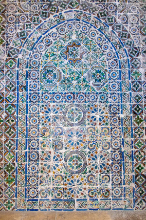 azulejos decorations in the Old Cathedral of Coimbra (Portuguese: SÃ© Velha de Coimbra), a...