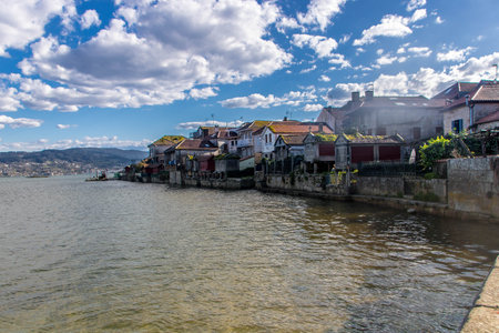 the historic fishing village of Combarro in RÃ­as Baixas, Province of Pontevedra, known for its ancient horreosの写真素材