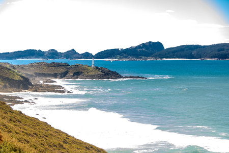 the paths to Cabo Home Lighthouse in Cangas, Galicia, Pontevedra province in Spain.