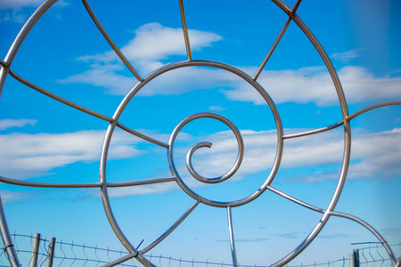 the paths to Cabo Home Lighthouse in Cangas, Galicia, Pontevedra province in Spain.の写真素材