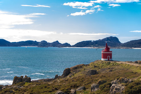 FARO DE PUNTA ROBALEIRA, Robaleira lighthouse, in Cangas, Pontevedra province, Galicia, Spain