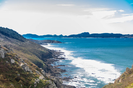 the paths to Cabo Home Lighthouse in Cangas, Galicia, Pontevedra province in Spain.