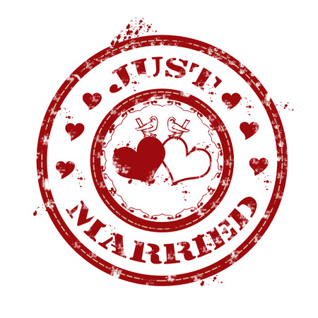 label whit text just merried vector illustartionのイラスト素材