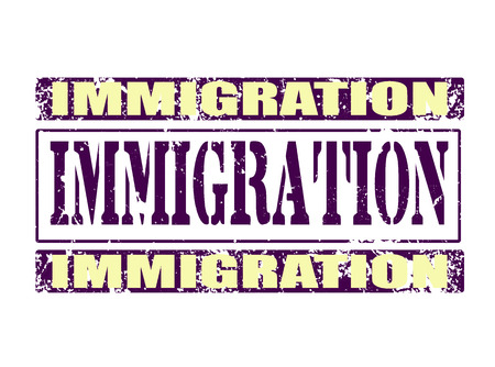 immigration grunge tsamp on whit vector illustrationのイラスト素材