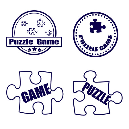 puzzle game grunge stamp whit on vector illustrationのイラスト素材