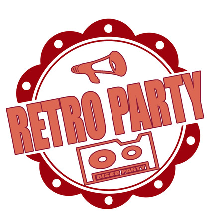 retro party grunge stamp whit on vector illustrationのイラスト素材