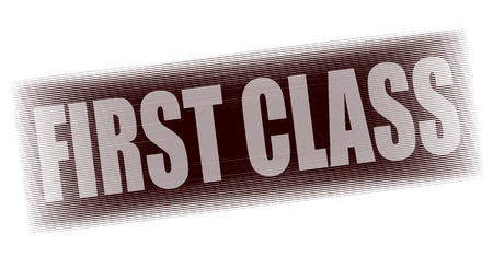 first class grunge stamp whit on vector illustrationのイラスト素材