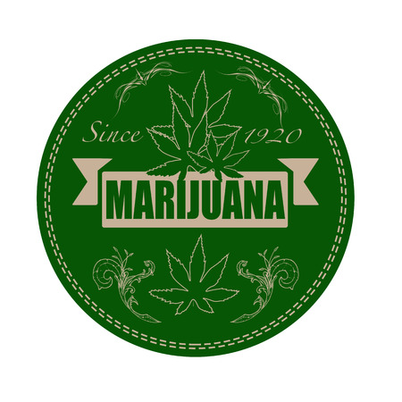 marijuana grunge stamp with on vector illustrationのイラスト素材