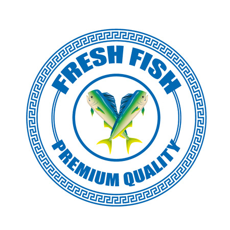 fresh fish premium quality grunge stamp with on vector illustrationのイラスト素材