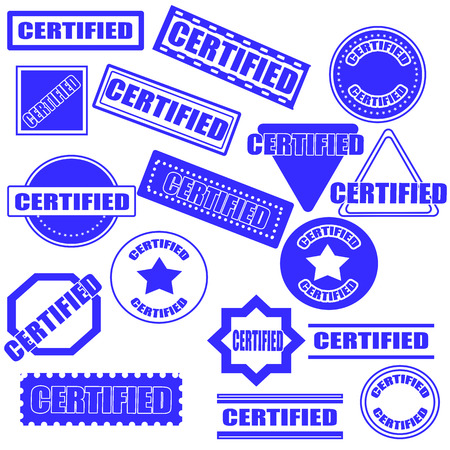 set stamps cetified grunge stamp with on vector illustrationのイラスト素材