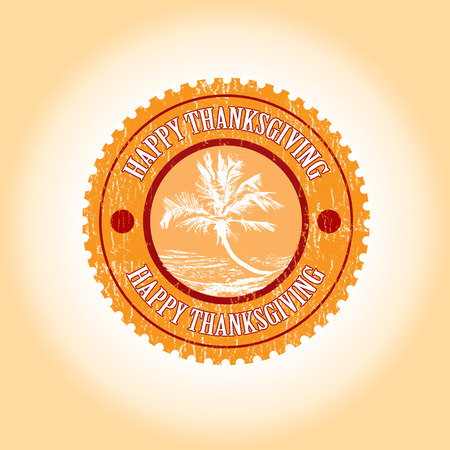 happy thanksgiving grunge stamp with on vector illustrationのイラスト素材