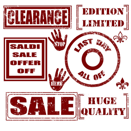 grunge set stamp with text sale, clearance, quality, on vector illustrationのイラスト素材