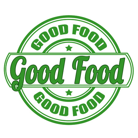 Label stamp with text Good food on vector illustrationのイラスト素材