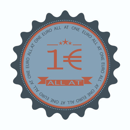 label stamp with text all at one euro on vecto rillustrationのイラスト素材