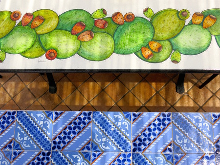 Sicilian table and benchの写真素材