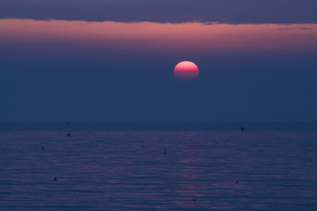 Sunset in Fecampの写真素材