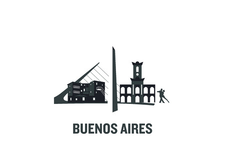 Minimalist illustration of Buenos Aires main buildings. Flat vector design.のイラスト素材