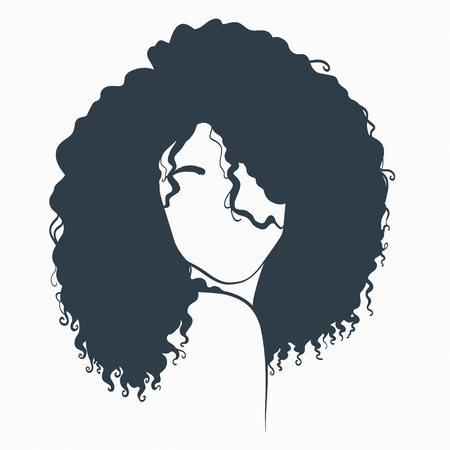 beautiful woman with curly hair. Concept illustration.のイラスト素材