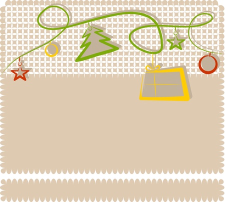 christmas card with stars, tree and presentのイラスト素材