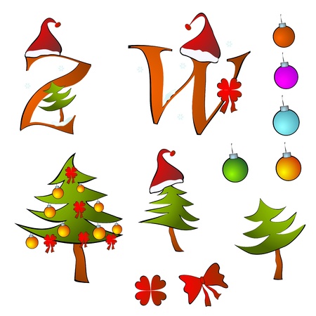 christmas alphabet set letters winter Z -Wのイラスト素材