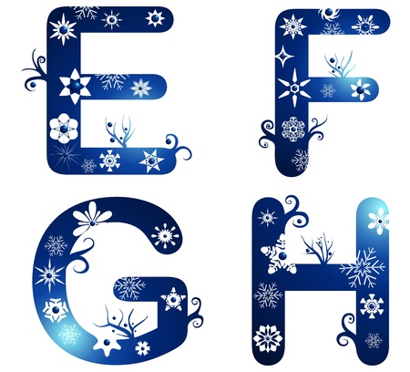 winter alphabet set letters E - Hのイラスト素材
