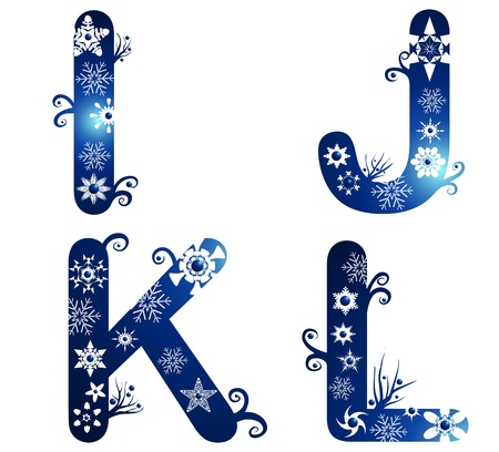 winter alphabet set letters I - Lのイラスト素材