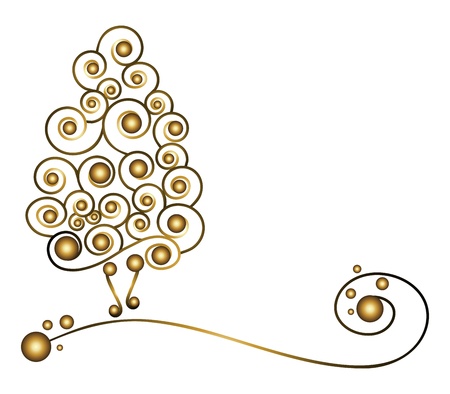 gold winter treeのイラスト素材