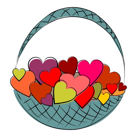 Basket with heartsのイラスト素材