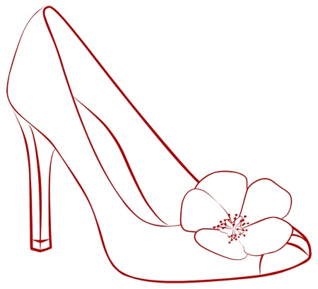 red woman shoe - silhouette, vector illustrationのイラスト素材