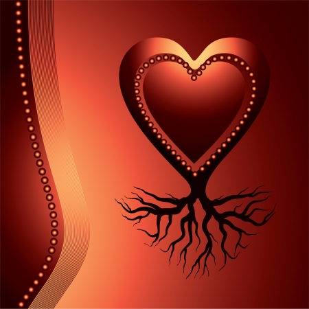 red love heart with root , symbol of stability - vector illustrationのイラスト素材