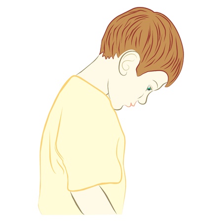 young boy with guilty face expressionのイラスト素材