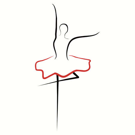 Silhouette ballerina. Beautiful drawing ballerina. Black silhouette of a dancer. Stock illustration isolated on white background.の写真素材