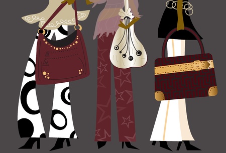 Fashion Girls - Working women in fashionable clothes with pursesのイラスト素材