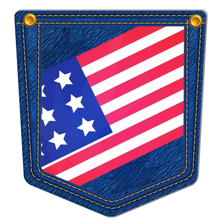 USA Flag Blue Jean Pocket - Jean Pocket decorated with the USA flag and gold stitching のイラスト素材
