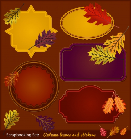 Autumn Scrapbook stickersのイラスト素材