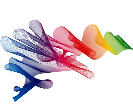 Abstract shiny flowing ribbon in rainbow gradient colors isolated on whiteの写真素材