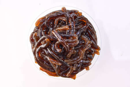 Top View Brown Jelly Pudding Isolated White Background