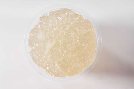 Close up Transparent Jelly Toppings with Isolated White Background