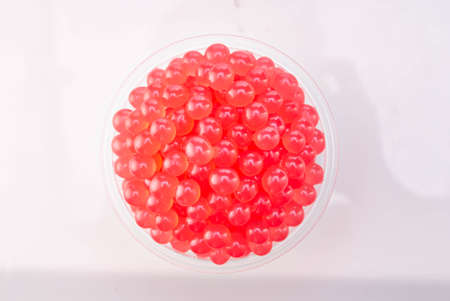 Top View Red Jelly Pearl Isolated White Backgroundの写真素材