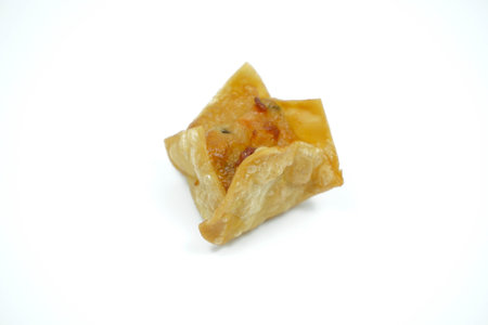 Close Up Fried Food Dumpling Isolated White Background
