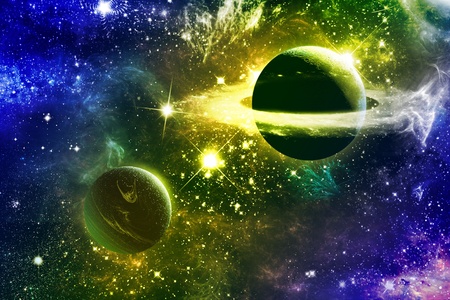 Universe galaxy nebulas stars and planetsの写真素材