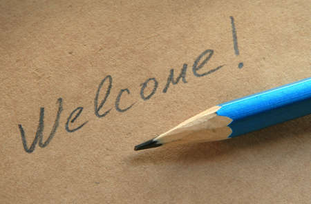 Inscription a pencil on a paperの写真素材