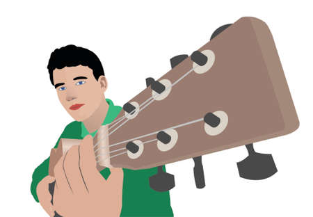 The young man playing on a guitarのイラスト素材