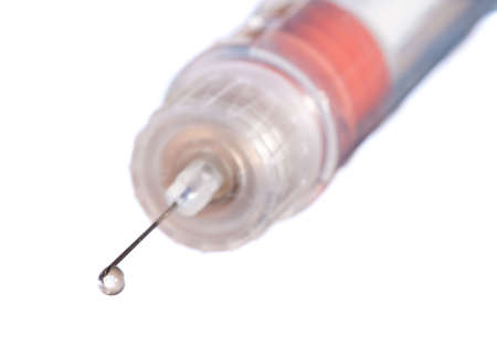Insulin syringe pen isolated on a white backgroundの写真素材