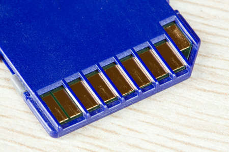 Close-up blue secure digital memory cardの写真素材