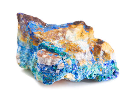 Mineral Azurite close-up isolated in white backgroundの写真素材