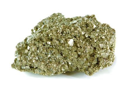 Pyrite (Igneous Rock ) isolated on white background の写真素材
