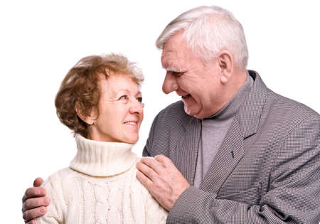 Senior Couple Isolated on a White Backgroundの写真素材