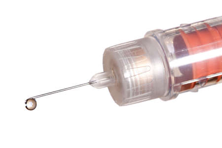 Insulin syringe pen isolated on a white backgroundの写真素材